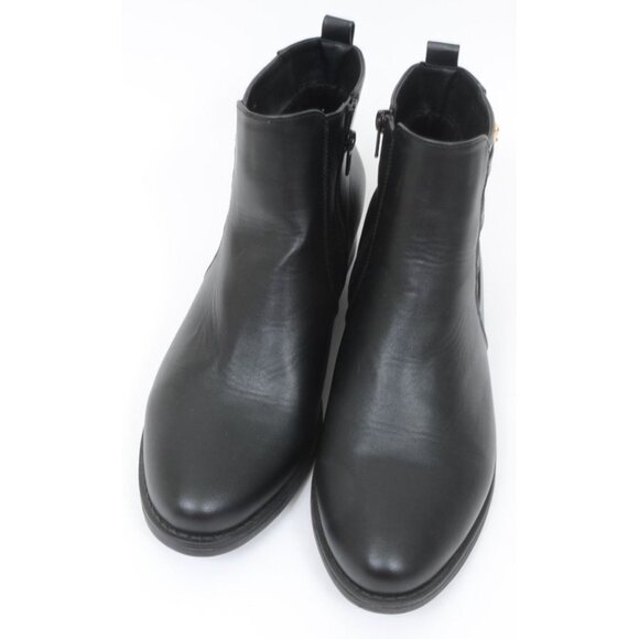 Evans Women's 12 WIDE FIT Emilia Ankle Boot Flat Minimalist Moto Vegan Leather - Picture 5 of 11